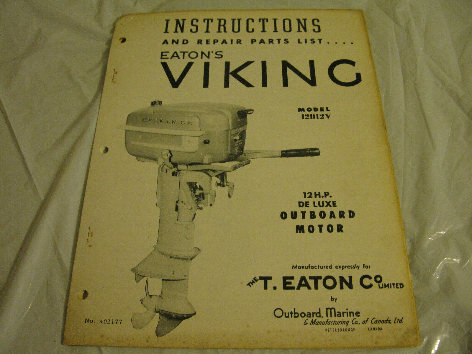 (image for) Viking 12 deluxe hp 12d12v outboard owners guide and parts list - Click Image to Close