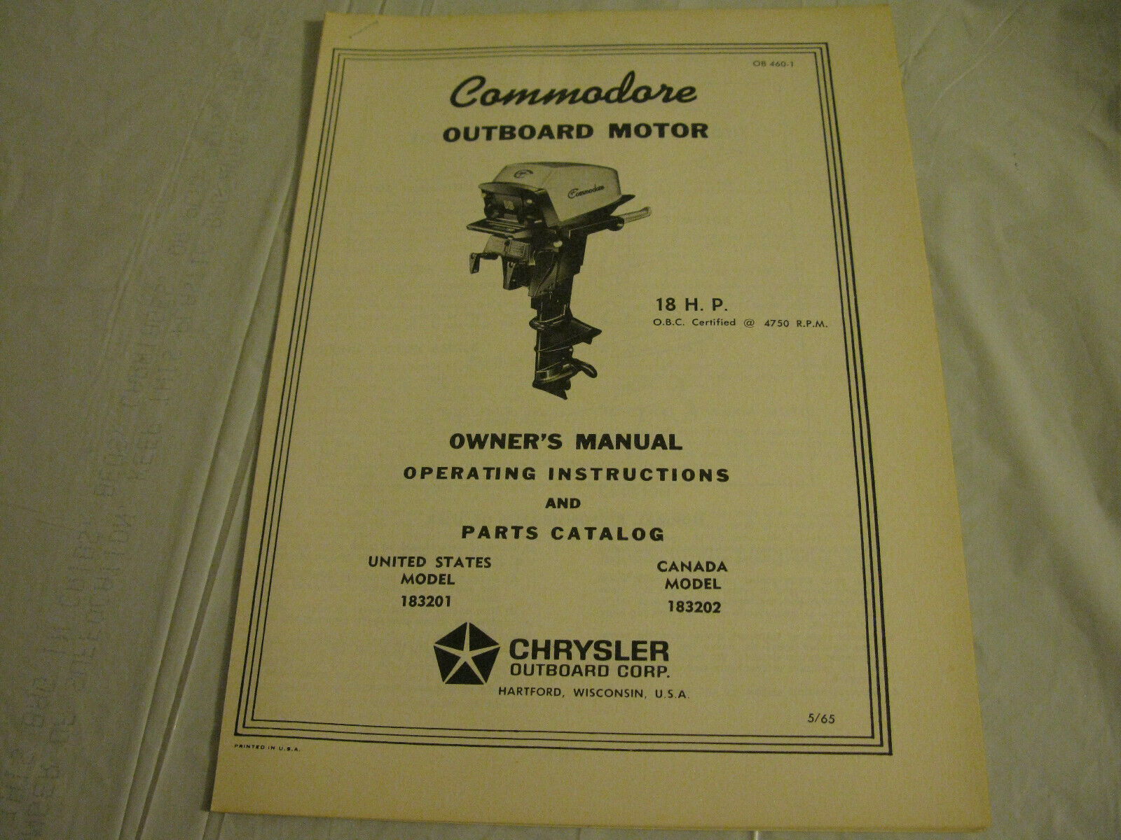 (image for) Commodore 18 ho owners manual parts list outboard motor - Click Image to Close