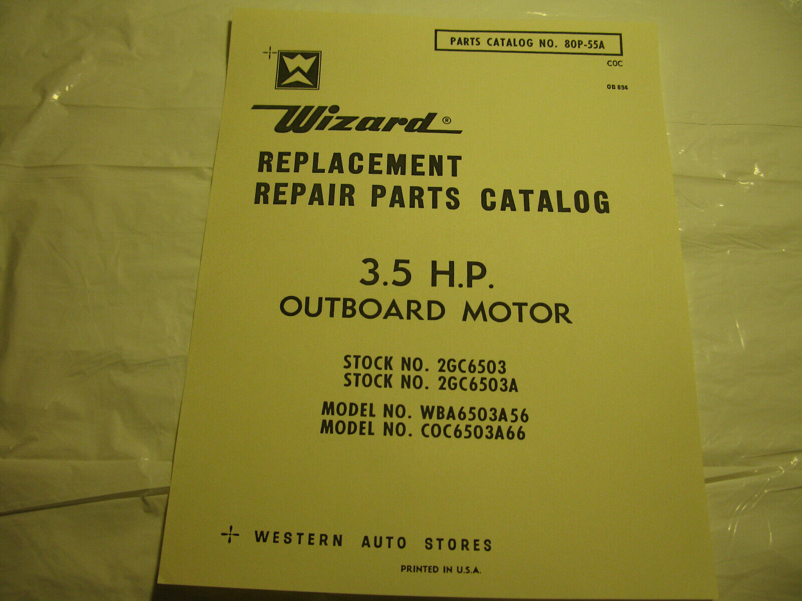 (image for) Western Auto Wizard 3.5 hp WBA6503A56 outboard motor parts catalog 2gc6503 - Click Image to Close