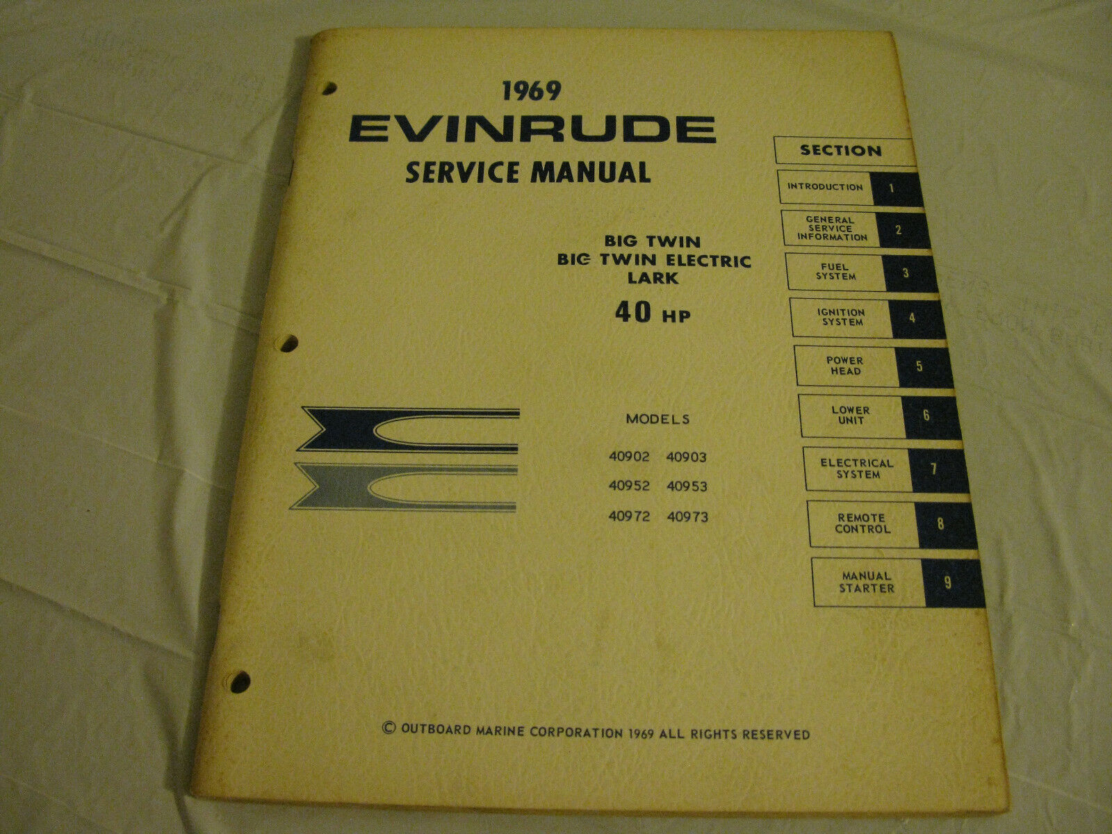 (image for) 1969 Evinrude 40 hp service manual - Click Image to Close