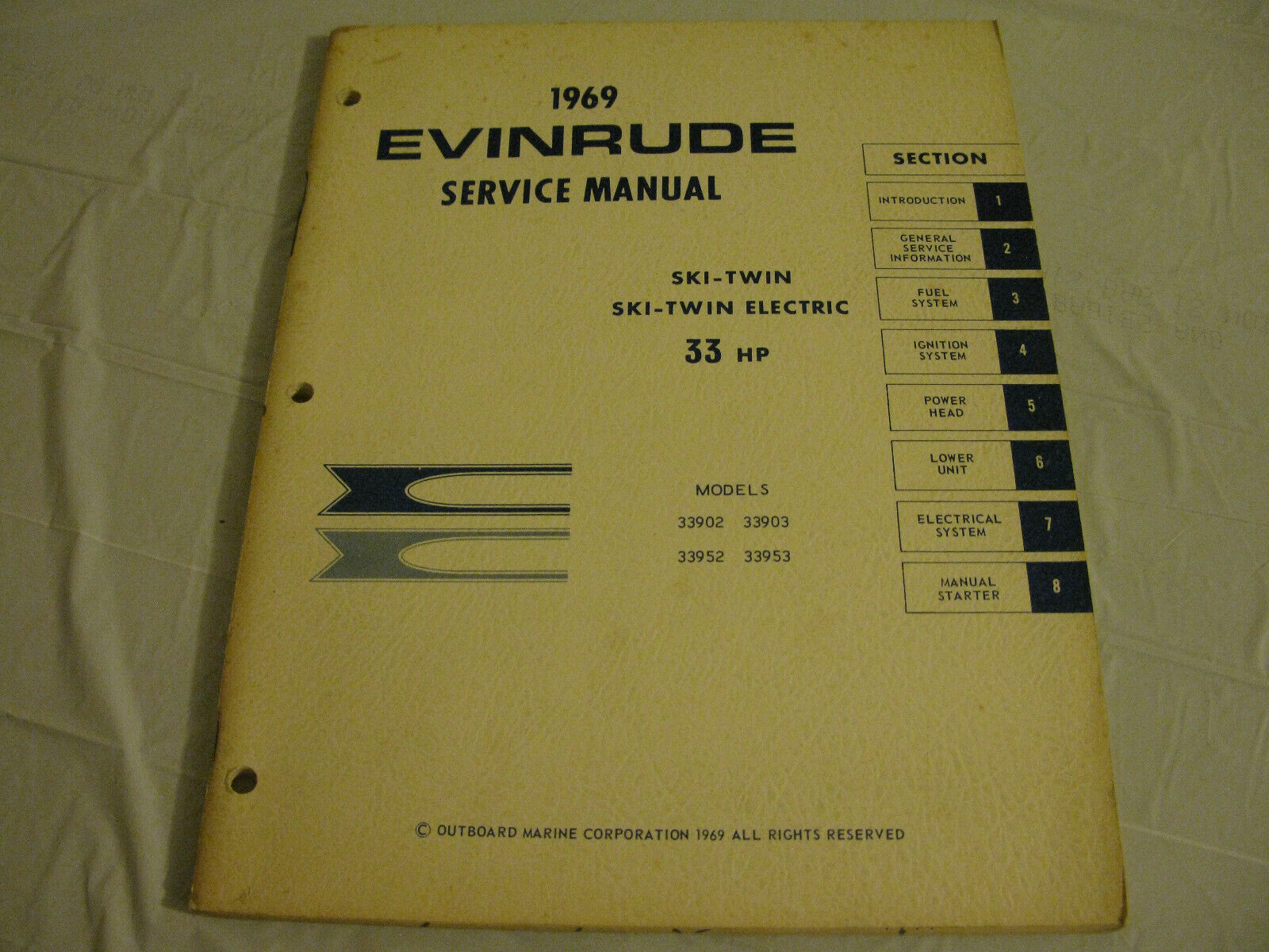 (image for) 1969 Evinrude 33902 33903 33952 33953 outboard service manual - Click Image to Close