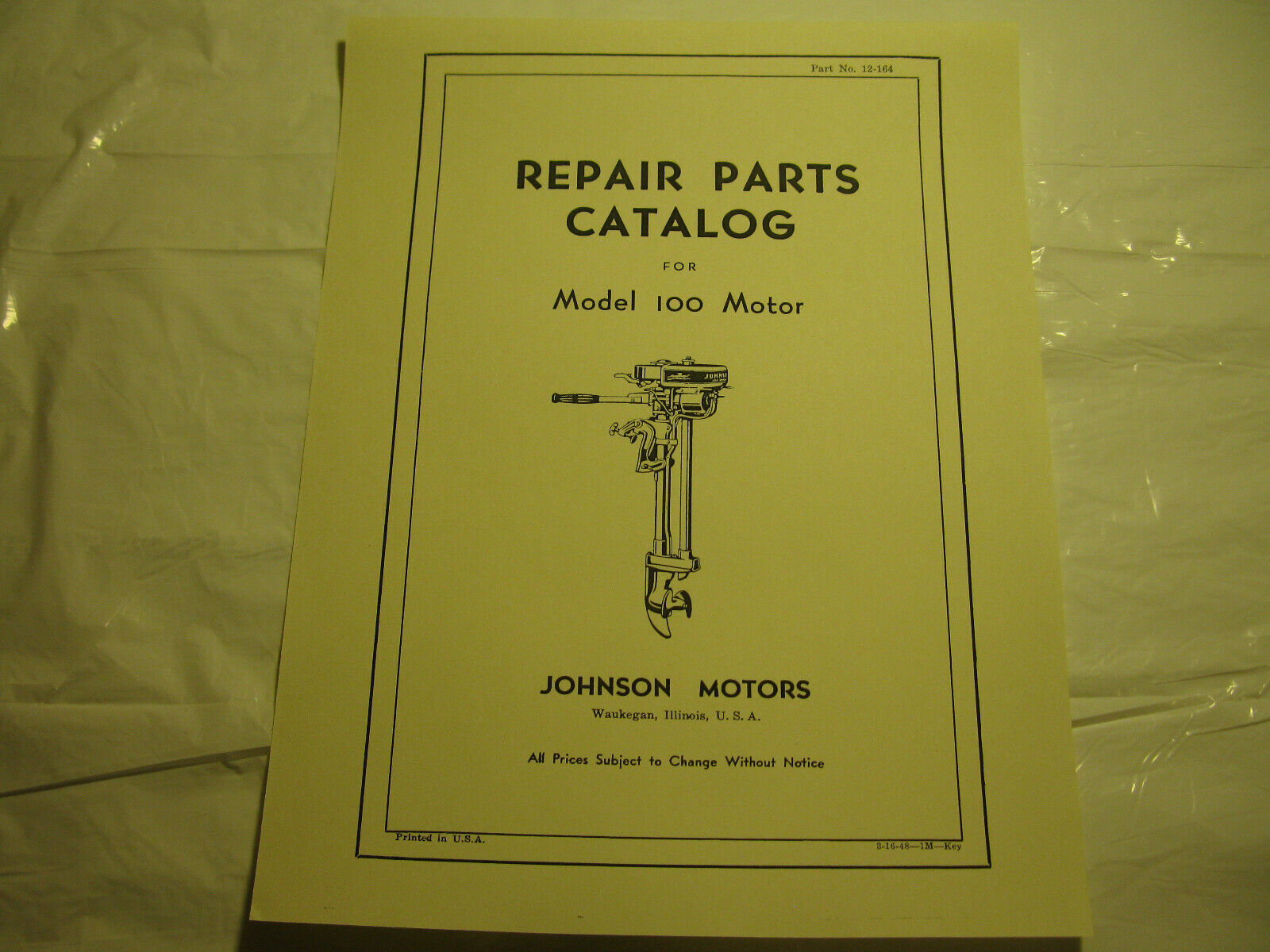 (image for) Antique Johnson Sea Horse Model 100 outboard motor parts catalog - Click Image to Close