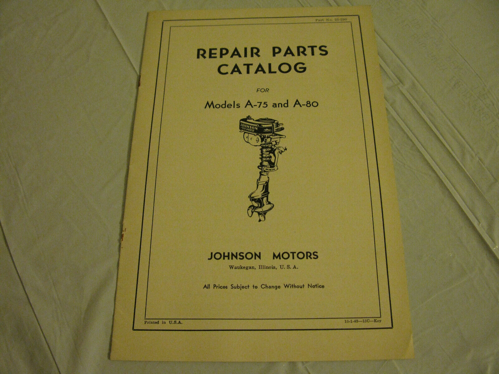 (image for) Johnson Model A-75 A-80 outboard parts catalog - Click Image to Close