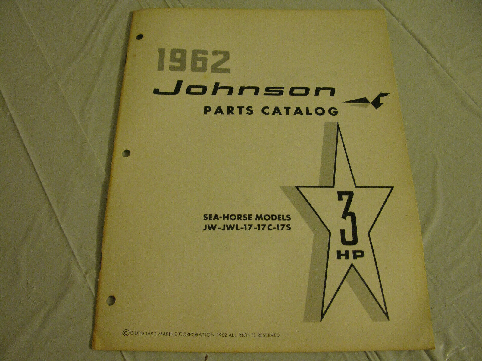 (image for) 1962 Johnson 3 hp JW-17 JWL-17 outboard parts catalog - Click Image to Close