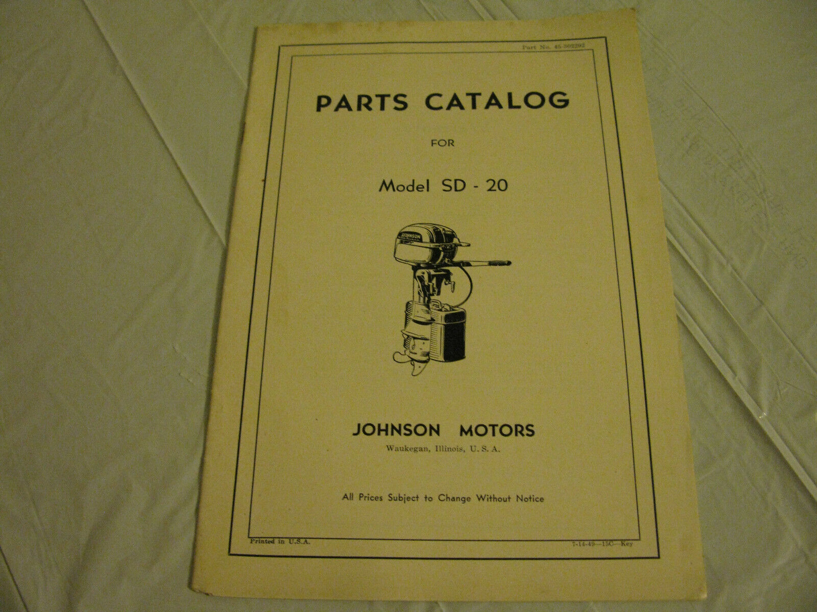 (image for) Johnson Model SD-20 parts catalog - Click Image to Close