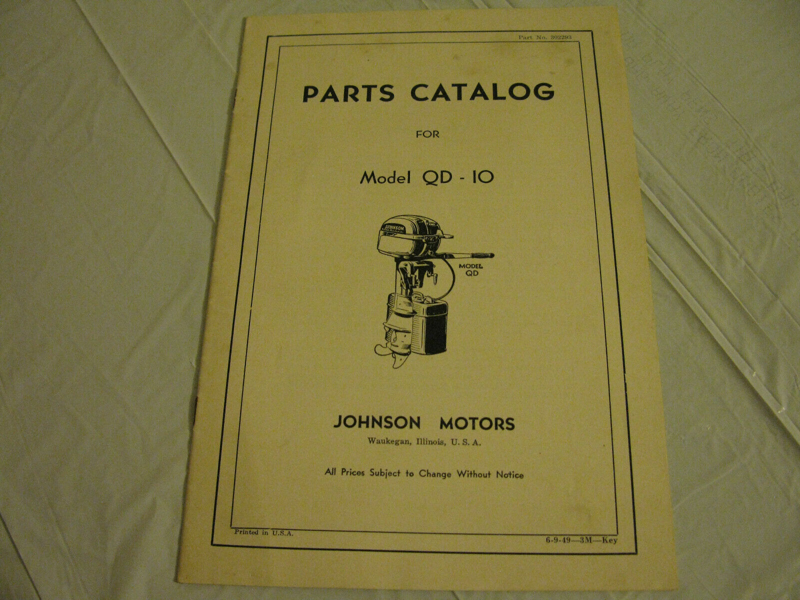 (image for) Johnson Model QD-10 outboard parts catalog - Click Image to Close