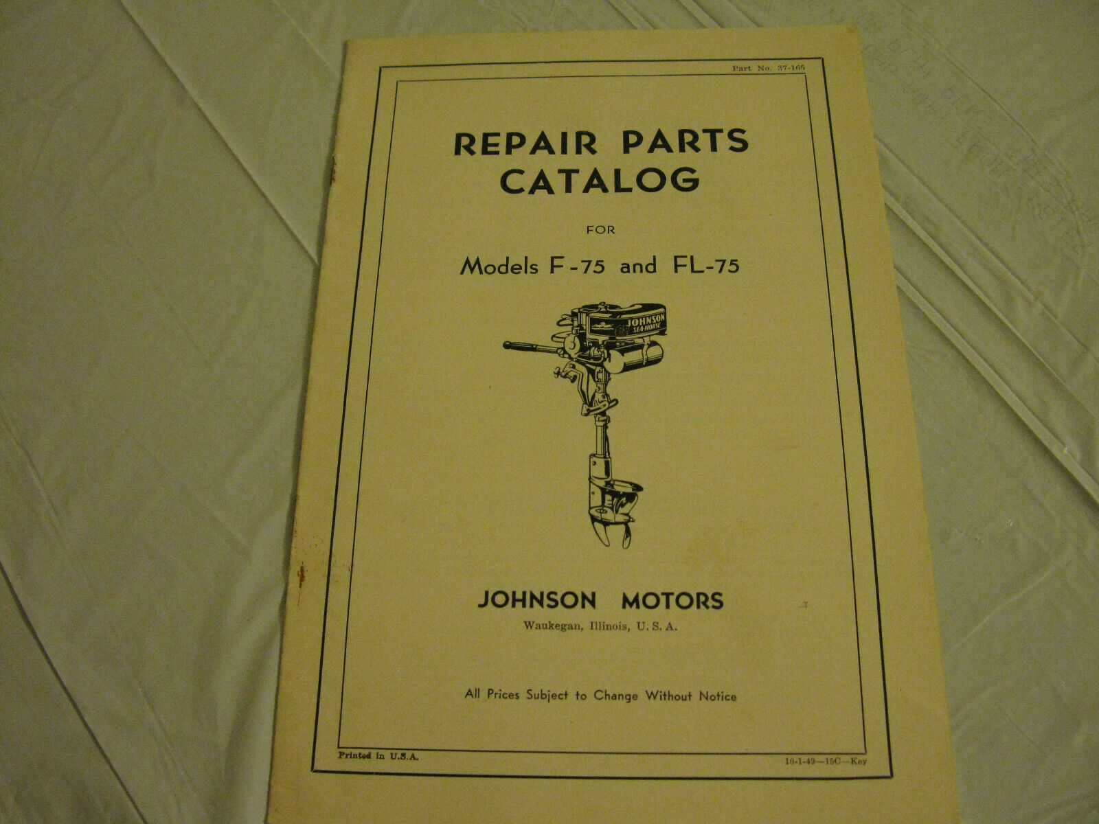 (image for) Johnson Model F-75 FL-75 outboard parts catalog - Click Image to Close