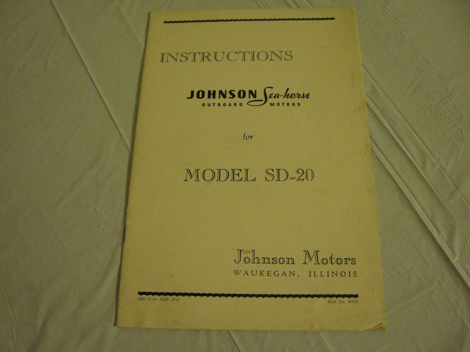 (image for) Johnson Model SD-20 instruction book - Click Image to Close