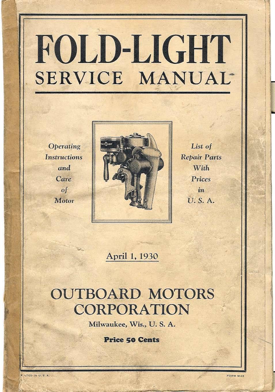 (image for) 1930 Fold-Light service manual antique outboard - Click Image to Close