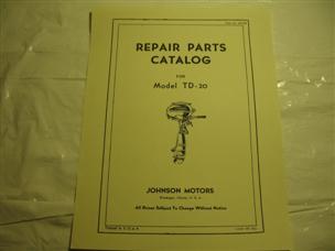 (image for) Antique Johnson Sea Horse model TD-20 td20 outboard parts catalog 