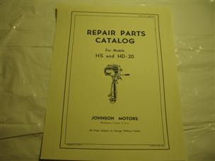 (image for) Antique Johnson Sea Horse model HS-20 HD-20 outboard parts catalog HS20 HD20