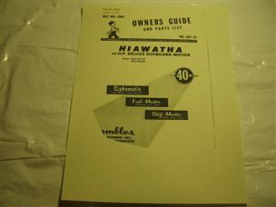 (image for) 1960 Hiawatha Owners guide and parts list 40 hp model OM3-8019A outboard motor