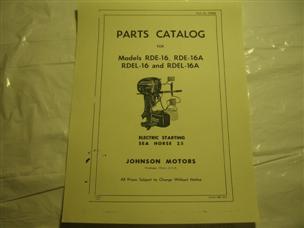 (image for) Vintage Johnson Sea Horse 25 hp model RDE-16 RDEL-16 outboard parts catalog