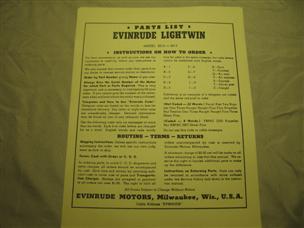 (image for) Evinrude Lightwin 3012 3013 parts catalog blue boat motor