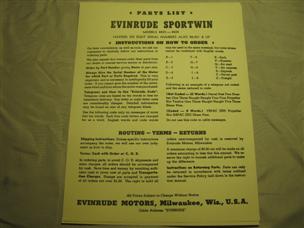 (image for) Evinrude Sportwin 4423 4424 80001 parts catalog outboard boat motor