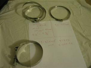 (image for) Lot of 4 4 1/2" - 3 9/16" 114-90mm hose clamp 90-110 mm T-bolt SY-KLONE 91388